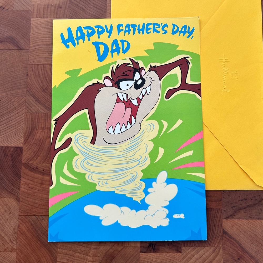 1997 Vintage Looney Tunes Taz Fathers Day Card - 90s Hallmark Greetings